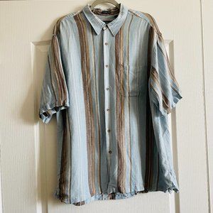 Van Heusen Mens Washable Linen Striped Button Down Shirt Size XL
